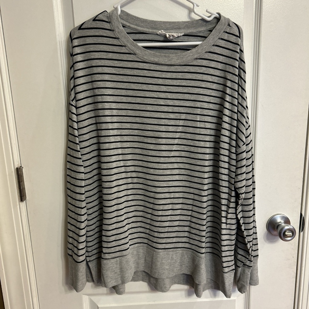 ✨ 5 for $50✨ Workshop Republic Clothing Gray and Black Striped Top